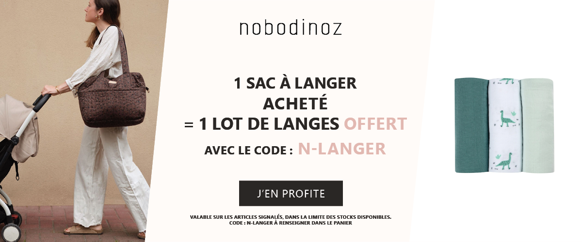 Nobodinoz : 1 sac à langer acheté = 1 lot de langes offert