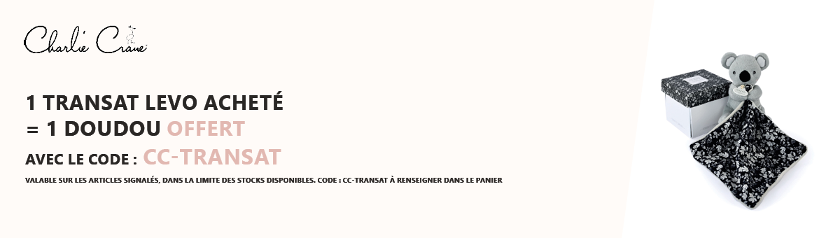 Charlie Crane : 1 transat Levo acheté = 1 doudou offert