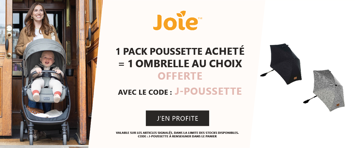 Joie : 1 pack poussette acheté = 1 ombrelle au choix offerte