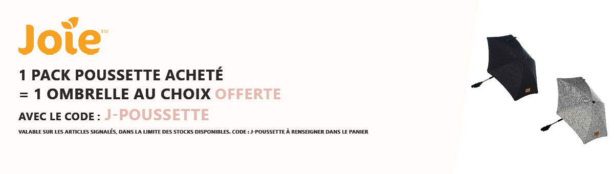 Joie : 1 pack poussette acheté = 1 ombrelle au choix offerte