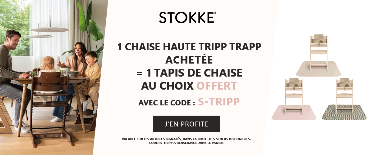 Stokke : 1 chaise Tripp Trapp achetée = 1 tapis de chaise au choix offert