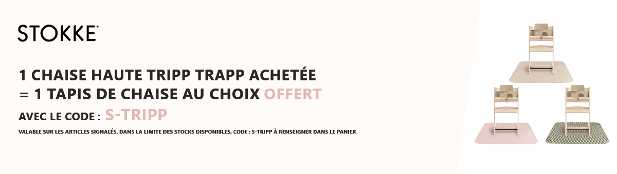 Stokke : 1 chaise Tripp Trapp achetée = 1 tapis de chaise au choix offert