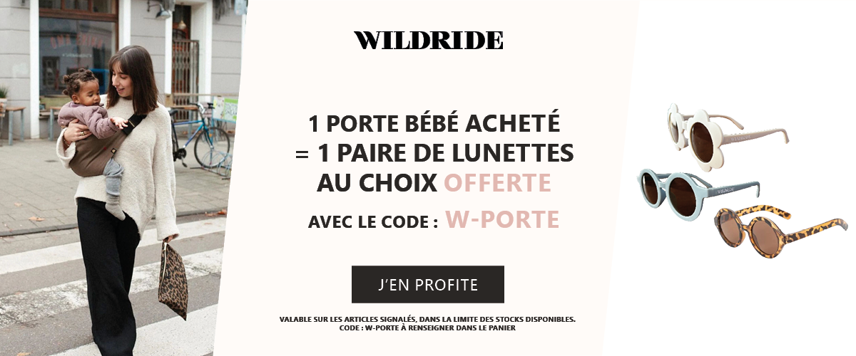 Wildride : 1 porte bébé acheté = 1 paire de lunettes au choix offerte
