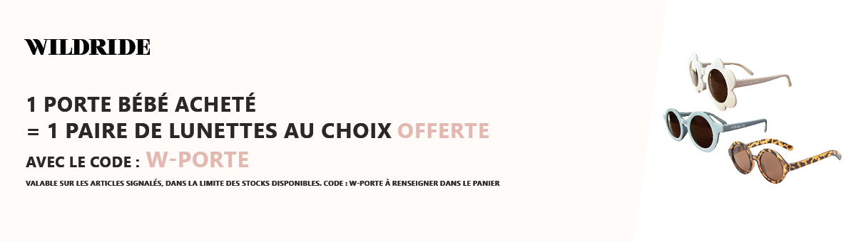 Wildride : 1 porte bébé acheté = 1 paire de lunettes au choix offerte