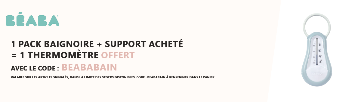 Béaba : 1 pack baignoire et support acheté = 1 thermomètre de bain offert