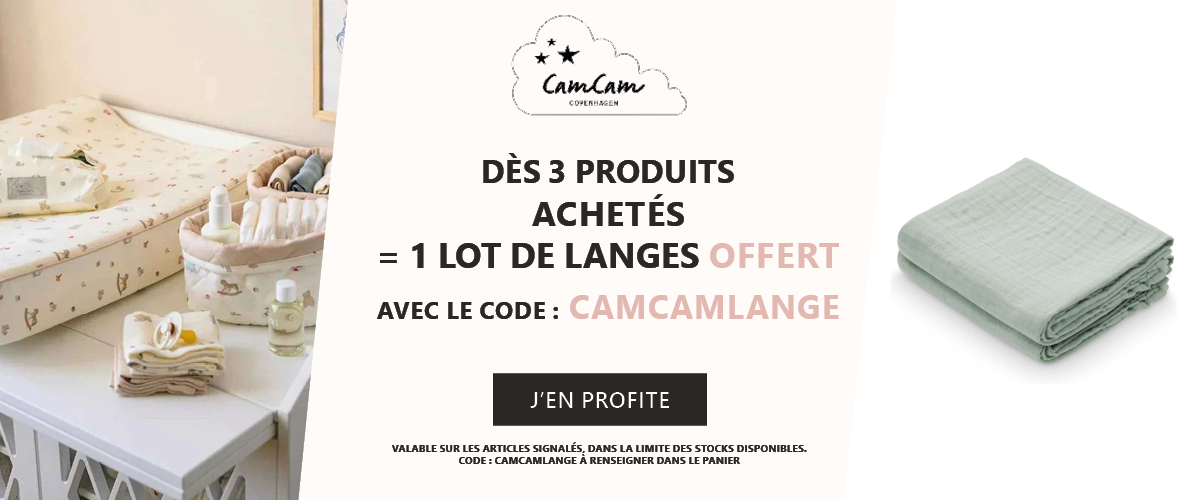 Cam Cam Copenhagen : 3 produits achetés = 1 lot de langes offert