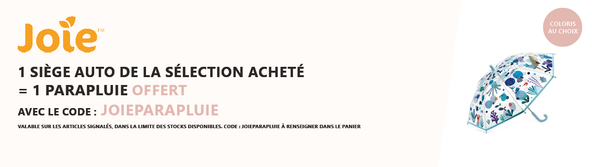 Joie : 1 siège auto de la sélection acheté = 1 parapluie offert