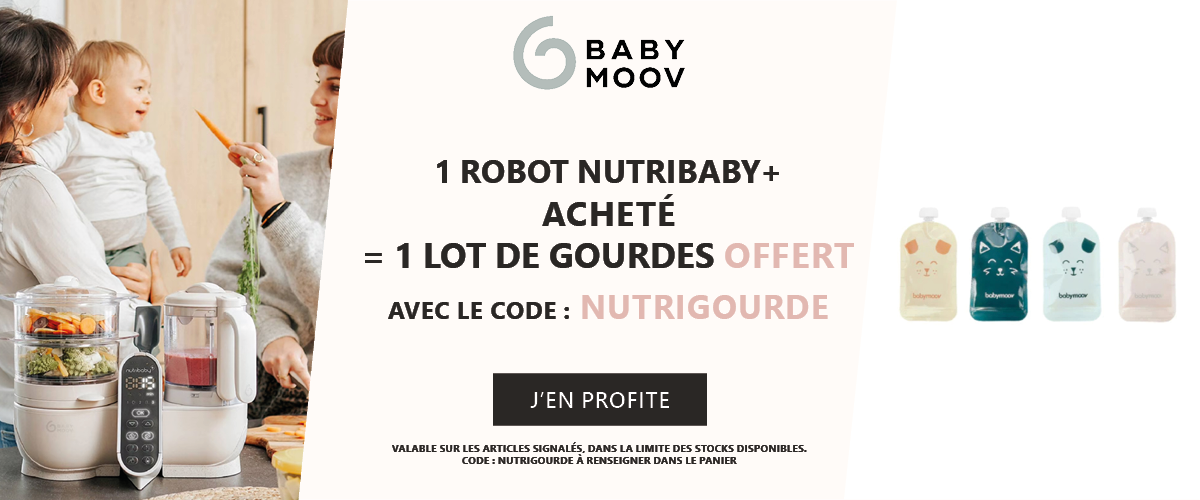 Babymoov : 1 robot Nutribaby + acheté = 1 lot de 20 gourdes réutilisables offert