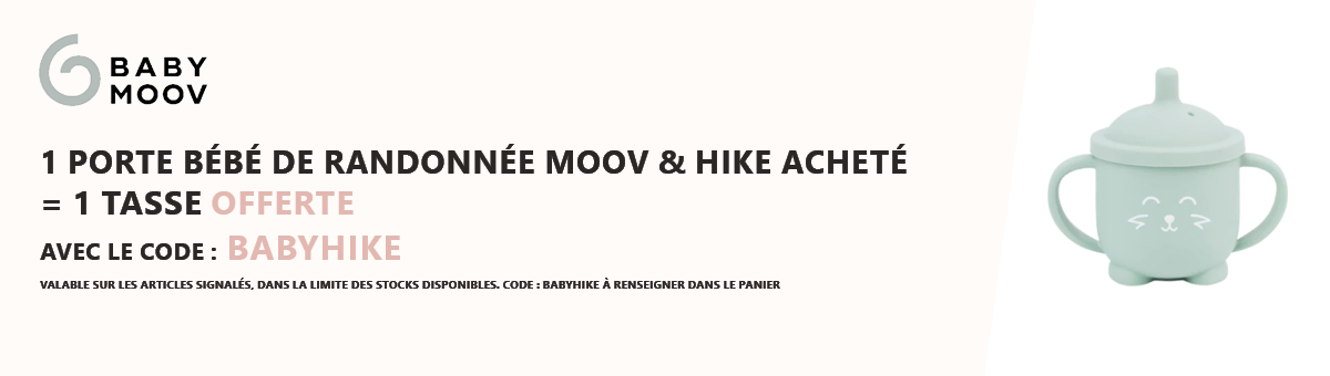 Babymoov : 1 porte bébé randonnée Moov & Hike acheté = 1 tasse offerte