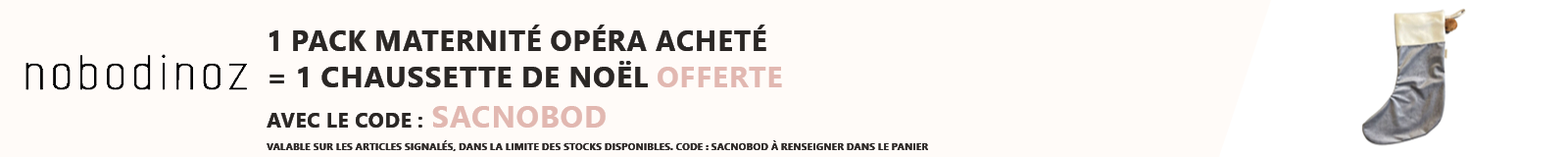 Nobodinoz : 1 pack sac à langer avec protège carnet de santé acheté = 1 chaussette de Noël offerte