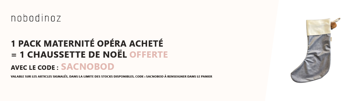 Nobodinoz : 1 pack sac à langer avec protège carnet de santé acheté = 1 chaussette de Noël offerte