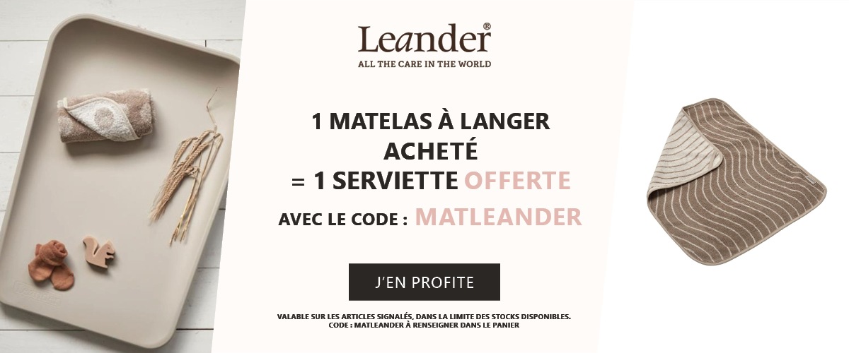 Leander : 1 matelas à langer acheté = 1 serviette offerte