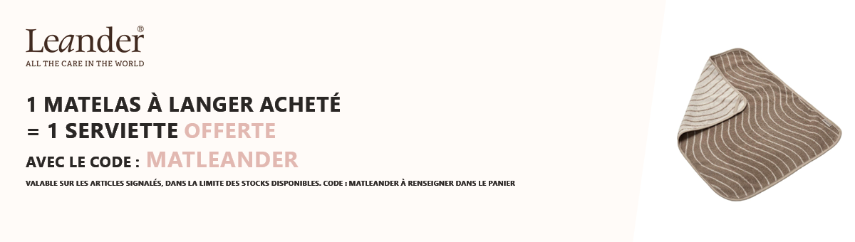 Leander : 1 matelas à langer acheté = 1 serviette offerte