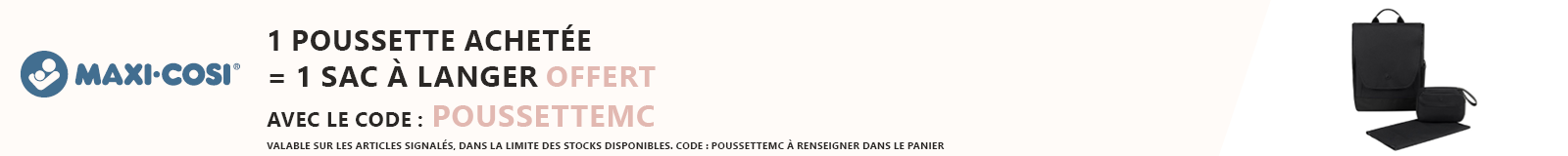 Maxi-Cosi : 1 poussette achetée = 1 sac à langer offert