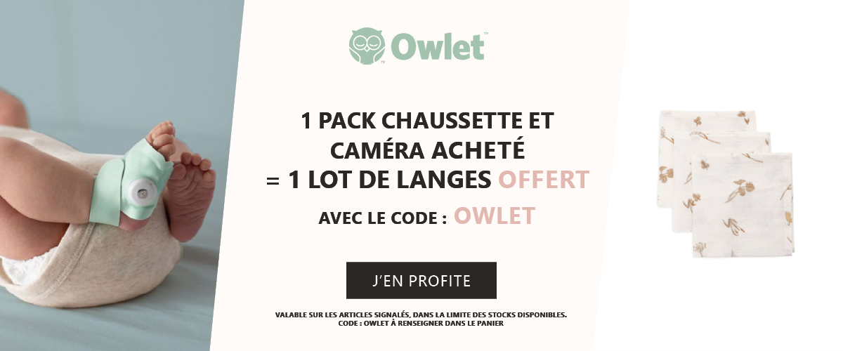 Owlet : 1 pack chaussette et caméra acheté = 1 lot de langes offert