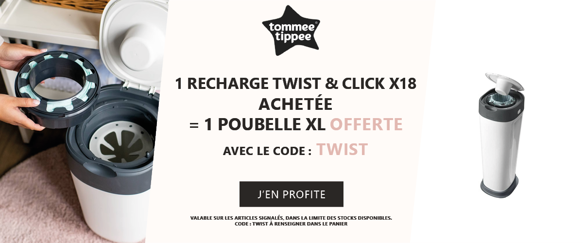 Tommee Tippee : 1 recharche Twist & Click par 18 achetée = 1 poubelle XL offerte
