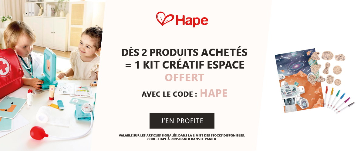 Hape : 2 produits achetés = 1 kit créatif espace à colorier offert
