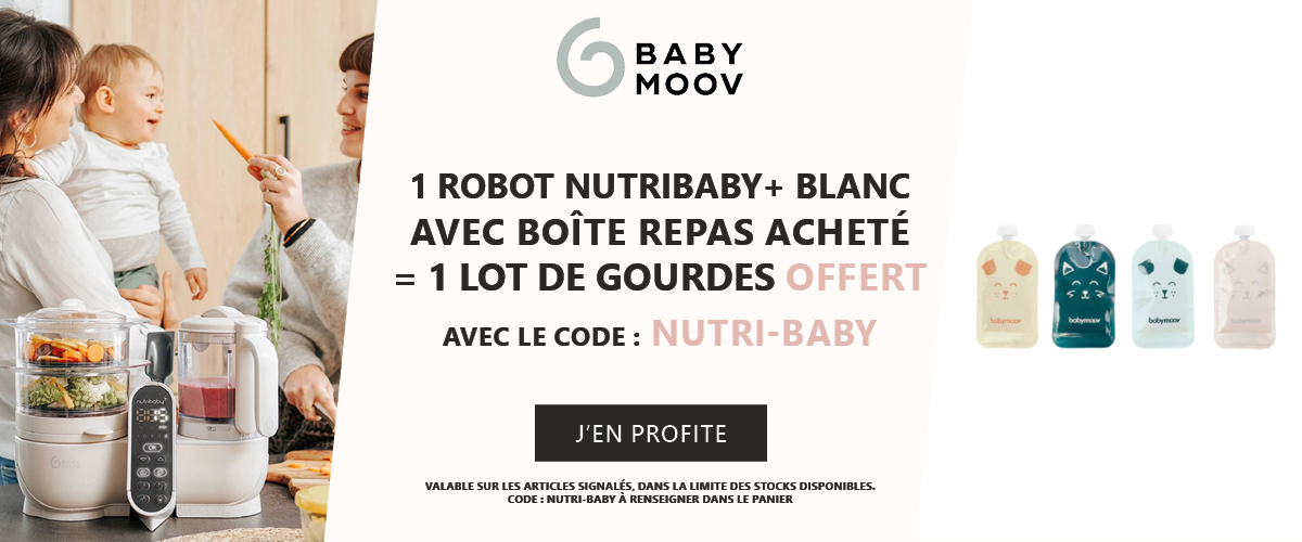 Babymoov : 1 robot Nutribaby+ avec boîte repas acheté = 1 lot de 20 gourdes réutilisables offert