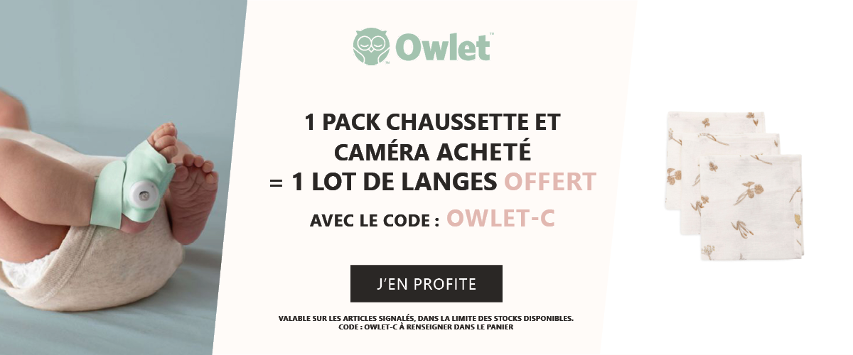 Owlet : 1 pack chaussette et caméra acheté = 1 lot de langes offert