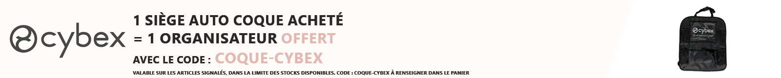 Cybex : 1 siège auto coque acheté = 1 organisateur de voiture offert