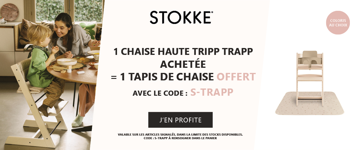 Stokke : 1 chaise Tripp Trapp achetée = 1 tapis de chaise offert