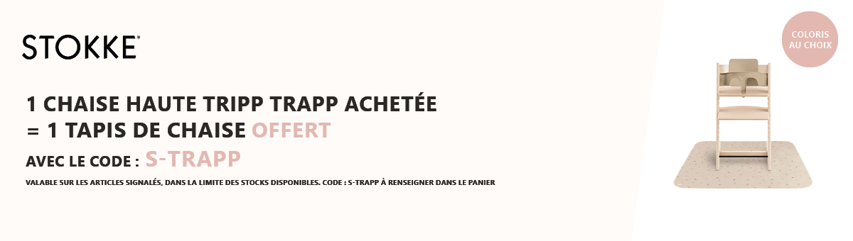 Stokke : 1 chaise Tripp Trapp achetée = 1 tapis de chaise offert