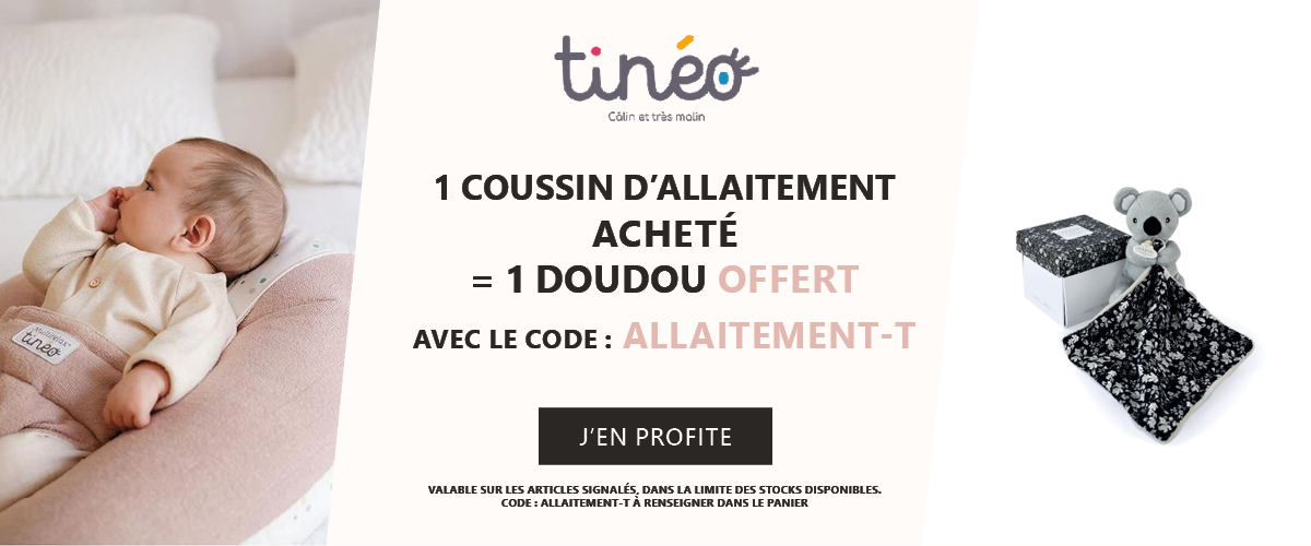 Tinéo : 1 coussin d'allaitement acheté = 1 doudou offert
