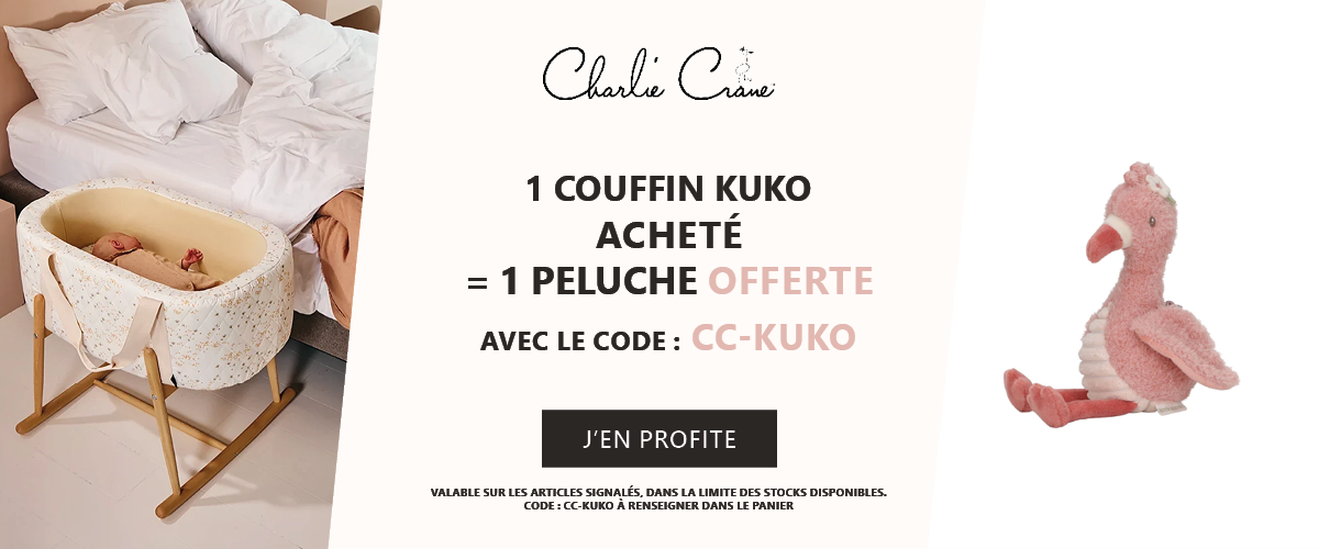 Charlie Crane : 1 couffin Kuko acheté = 1 peluche offerte