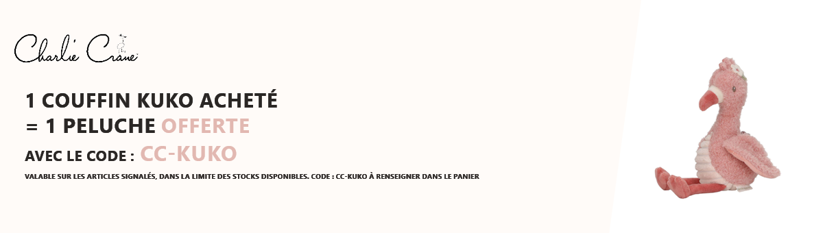 Charlie Crane : 1 couffin Kuko acheté = 1 peluche offerte