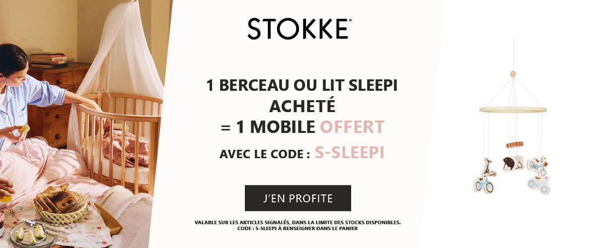 Stokke : 1 berceau ou lit Sleepi acheté = 1 mobile bébé offert