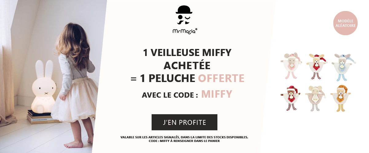 Mr Maria : 1 veilleuse Miffy achetée = 1 peluche de Noël offerte