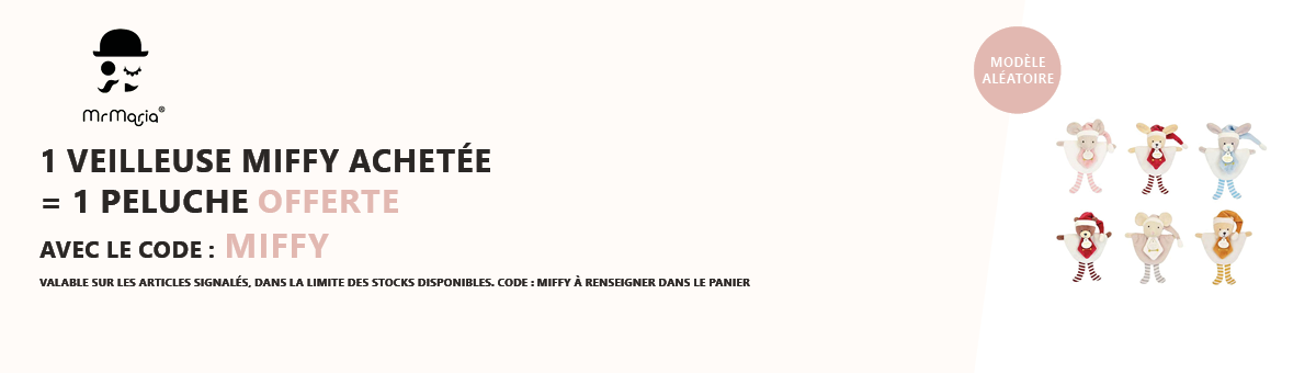 Mr Maria : 1 veilleuse Miffy achetée = 1 peluche de Noël offerte