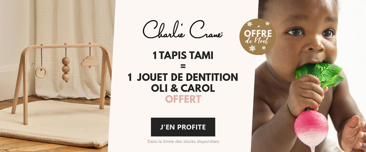 Charlie Crane : 1 tapis Tami acheté = 1 jouet de dentition Oli & Carol offert