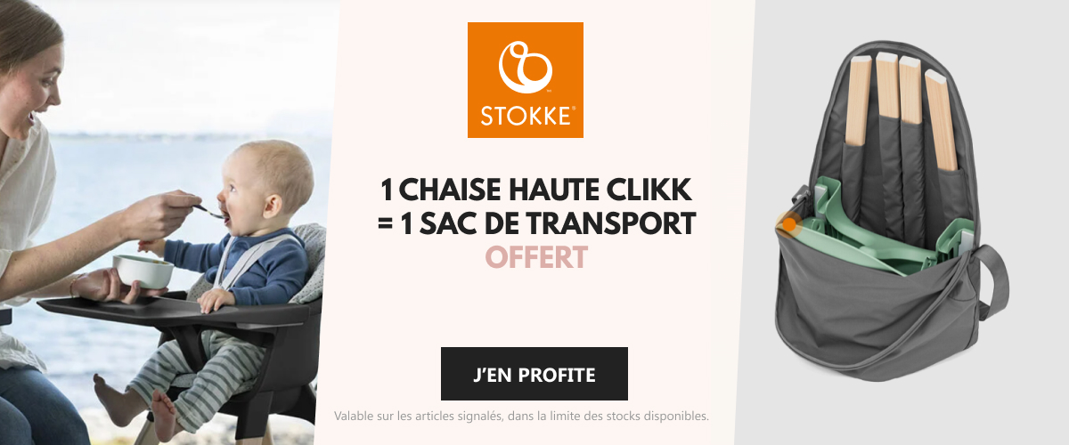 Stokke - 1 chaise haute Clikk achetée = 1 sac de transport offert