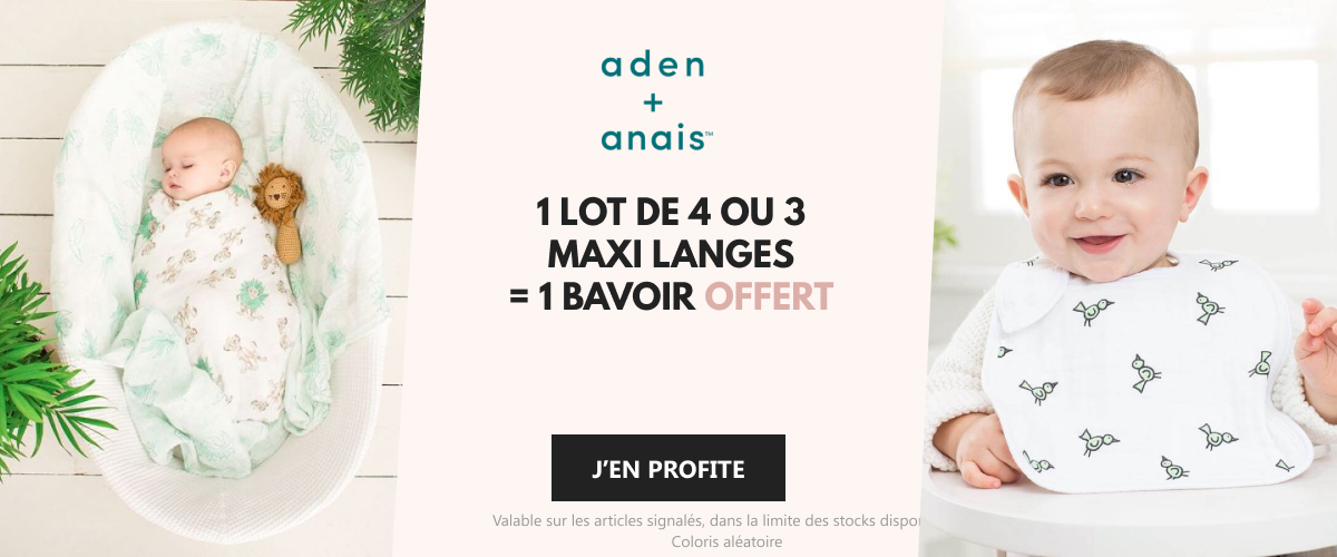 Aden& Anais - 1 lot de 4 ou 3 maxi langes acheté = 1 bavoir offert
