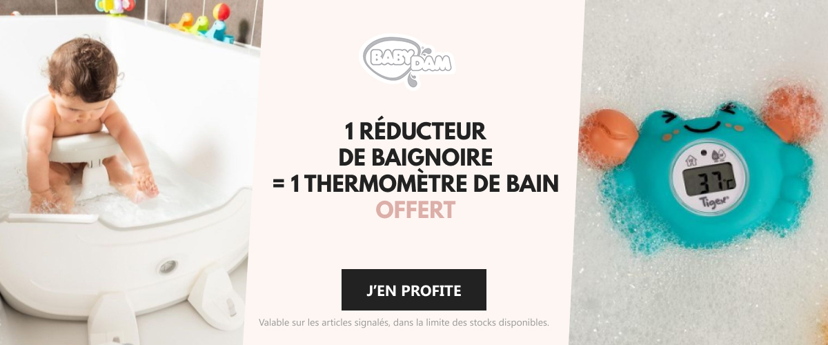 Babydam - 1 réducteur de baignoire acheté = 1 thermomètre de bain digital crabe offert
