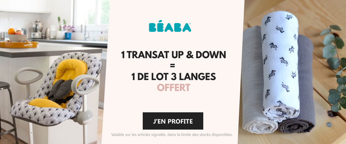 Beaba - 1 transat up & down acheté = 1 de lot 3 langes offert
